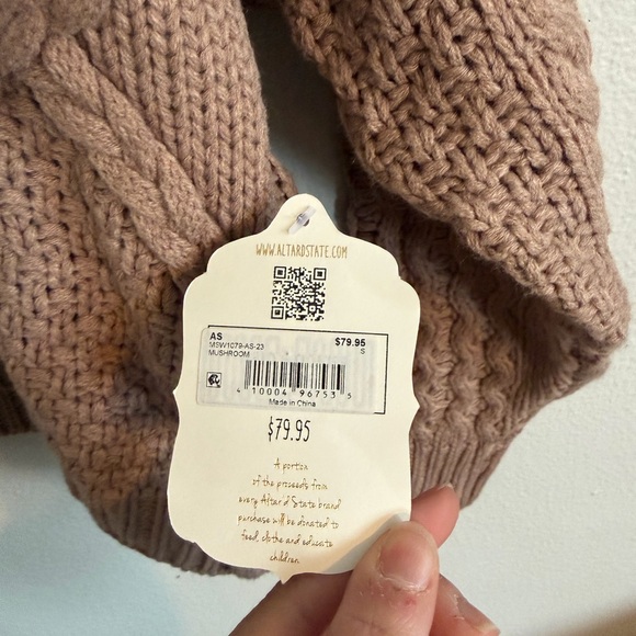 ALTAR'D STATE Cable Knit Sweater Women's Size Small Mushroom Brown NWT - Picture 3 of 6